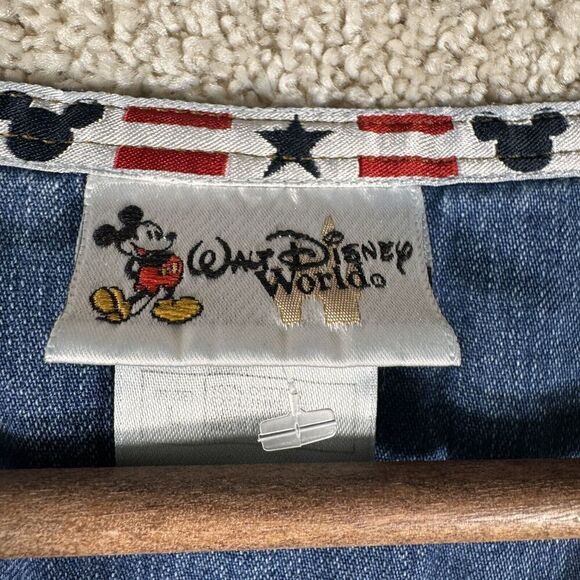 Walt Disney World Jean Jumper Dress Women's Large Blue Jean Mickey Mouse Snap Up - Picture 5 of 13